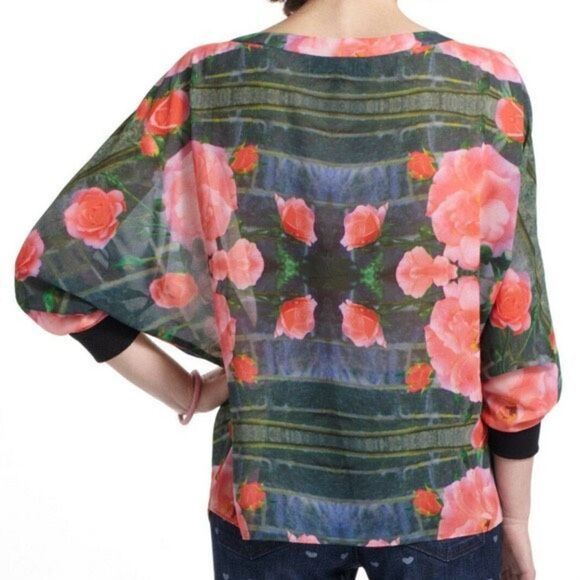 Anthropologie Floral Print Top Maytham Rose Dolman Blouse By Julie Haus, Size Sm - Picture 3 of 16